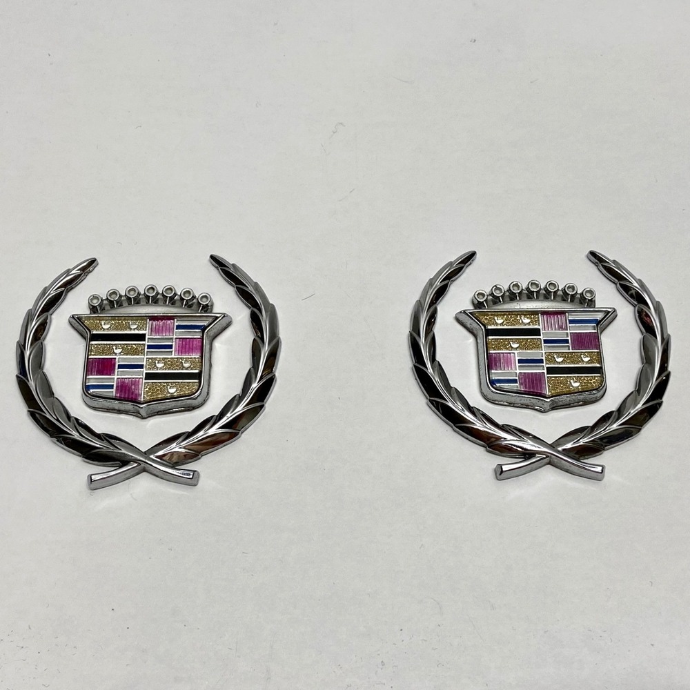 Cadillac Emblems 1970-89 OEM Deville Seville Eldorado Vintage GM Wreaths + Logos